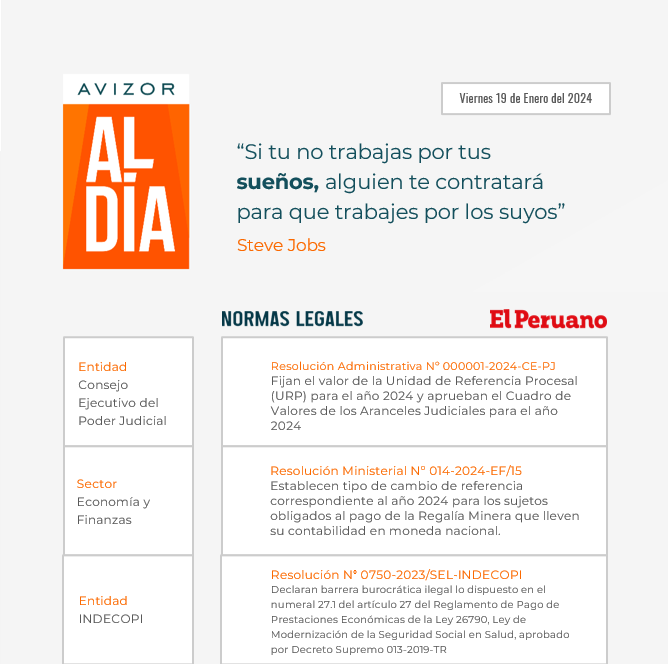 AVIZOR AL DÍA – 19 de enero del 2024